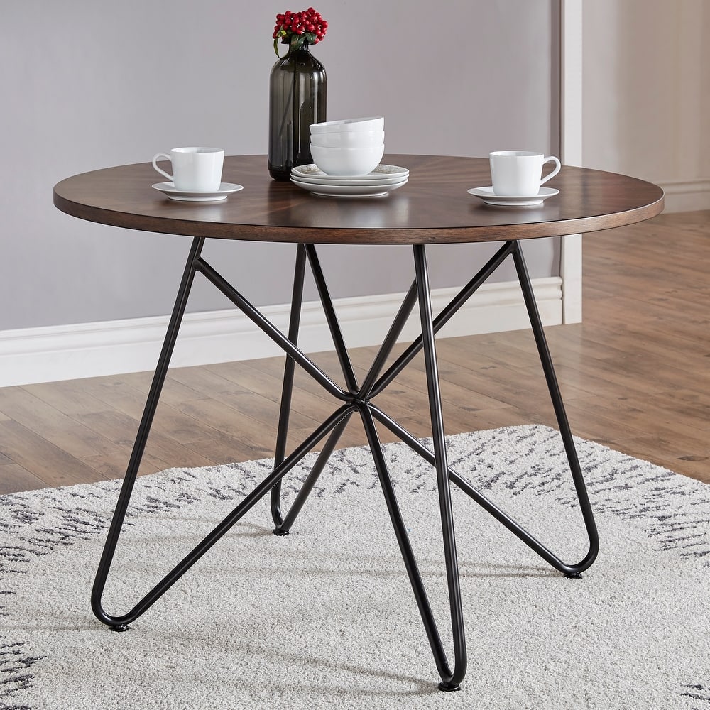Mabel 42-inch Iron and Wood Round Dining Table or Dining Set by iNSPIRE Q Modern