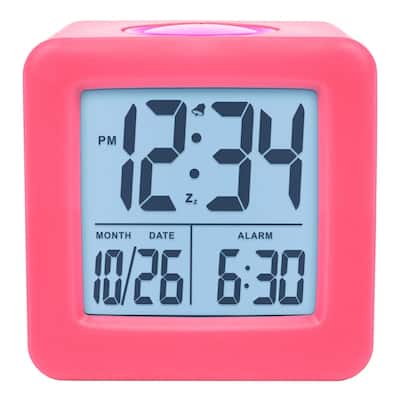 Equity by La Crosse Pink Soft Cube LCD Alarm Clock with Smart Light