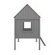 preview thumbnail 6 of 9, Twin Size Low Loft Bed with with Two Side Windows, House-shaped Bed with Ladder, Pine Wooden Bed with Guardrail, Gray+Brown