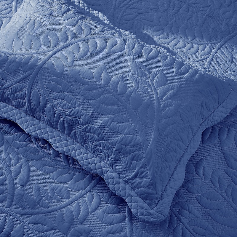 MarCielo 2-Piece 100% Cotton Embroidered Quilted Pillow Shams