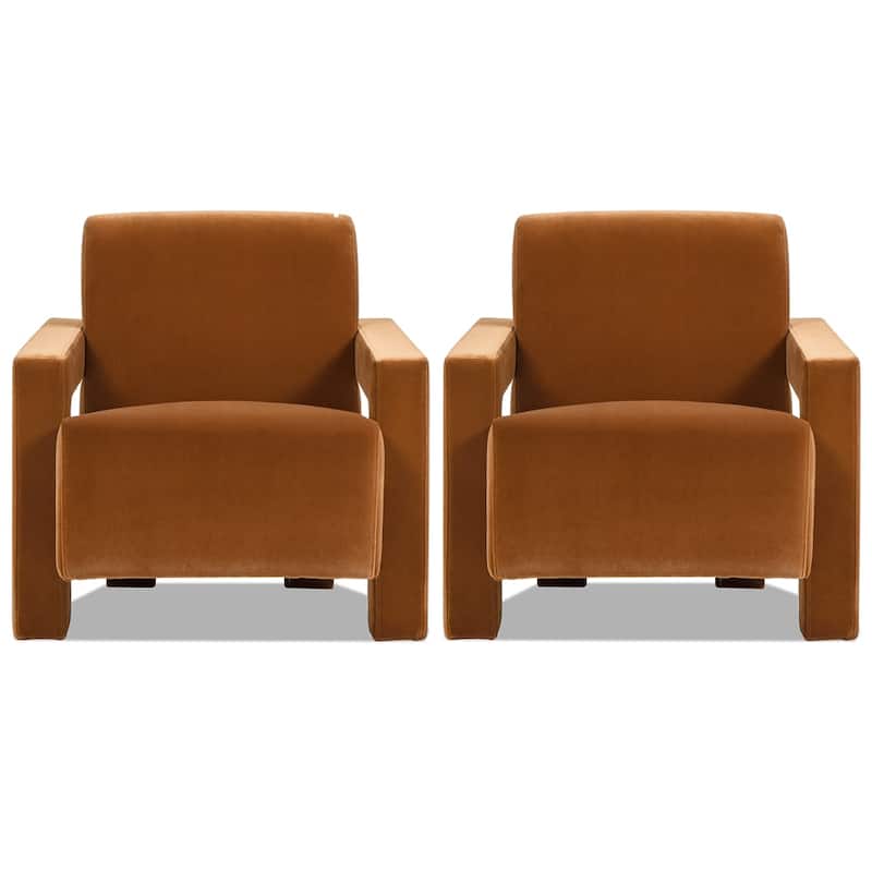 Ethan 28.5" Velvet Fully Upholstered Squared Arm Accent Chair