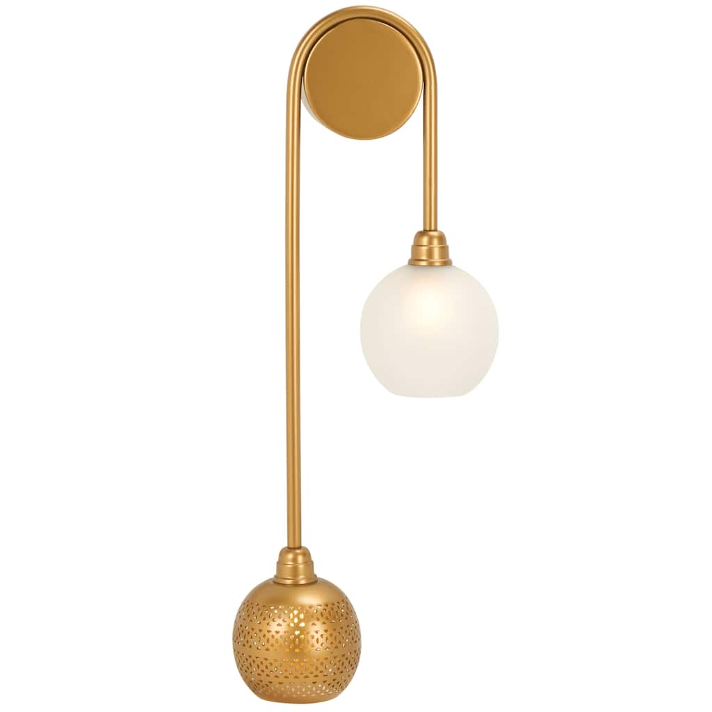 SAFAVIEH Amari 2-Light Wall Sconce, Glass and Metal Accent Wall Light with Hardwired Installation, E26 Bulb Base