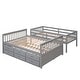 preview thumbnail 5 of 7, Wooden Twin-Over-Full Bunk Bed with Twin Size Trundle and 3 Drawers, Solid Wood Detachable Bunkbeds Frame, Space-Saving Design