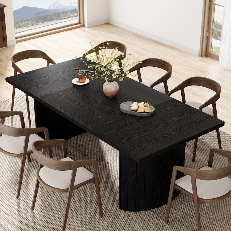 78.7 Inches Brown Wood Dining Table Kitchen Table for 8 People