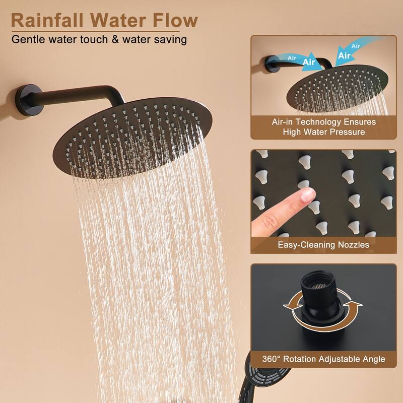 CASAINC Thermostatic Shower Faucet Shower System with 6 Body Jet