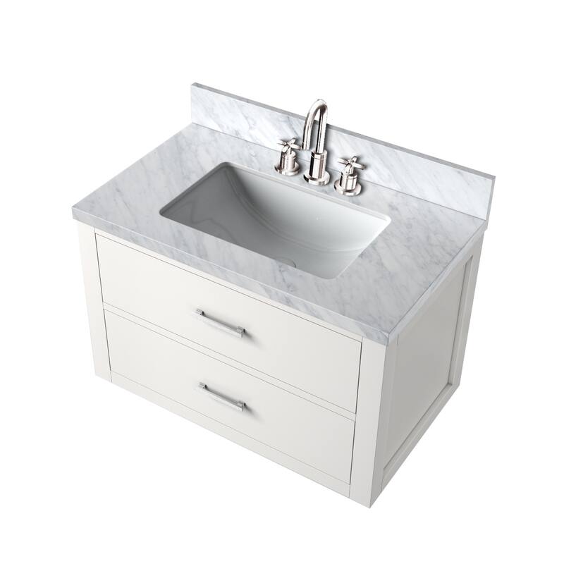 Castor Bath Vanity with Carrara Marble Top, Sink and Faucet