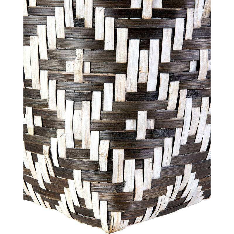 Natural Handmade Black & White Bamboo Baskets (Set Of 4) by East at Main
