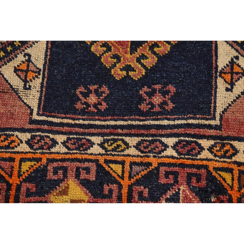 Tribal Anatolian Turkish Vintage Runner Rug Hand-Knotted Wool Carpet - 3'4"x 11'3"