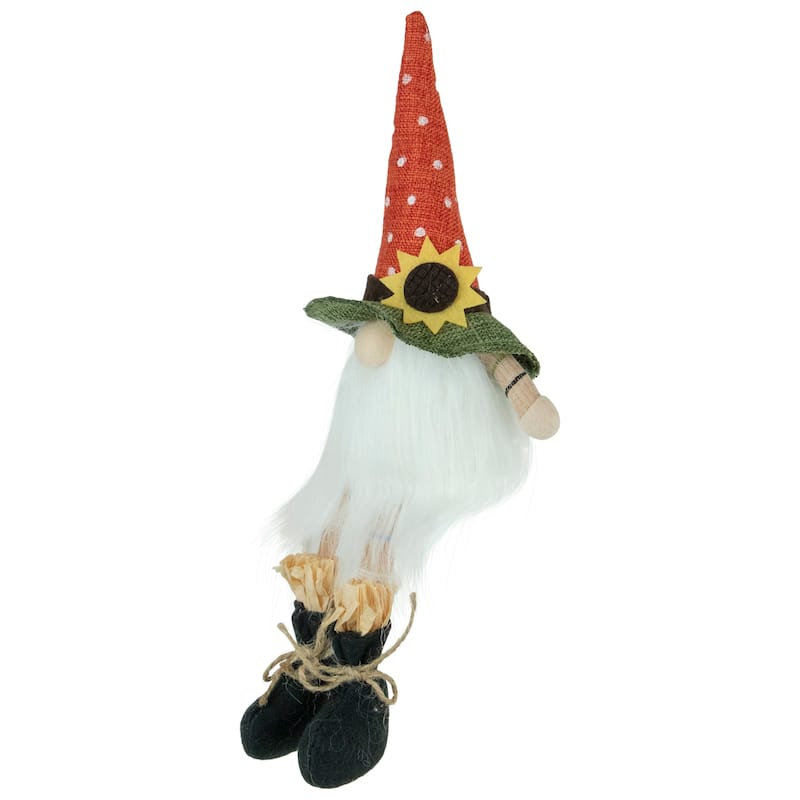 Sitting Sunflower Autumn Harvest Gnome Figurine - 11"