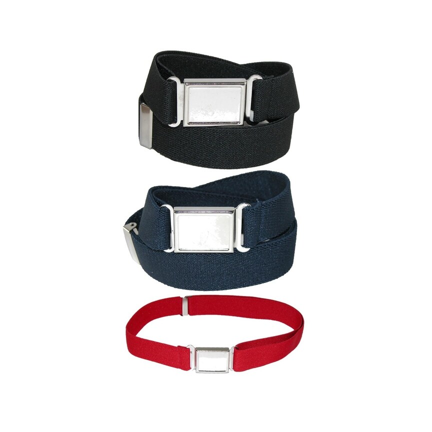 Pack of 2 Colors CTM Plus Size Elastic Belt with Magnetic No Show Flat Buckle