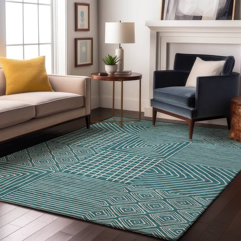 Premium Washable Super Soft Geo Motif Mayfield Rug - Teal - 3' x 5'