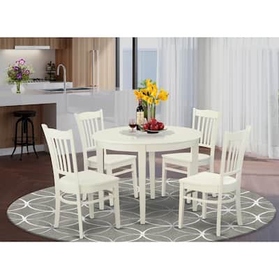 HomeStock 5-Pc Buttermilk and Cherry Solid Wood Top - Dining Room Set - Seats 4