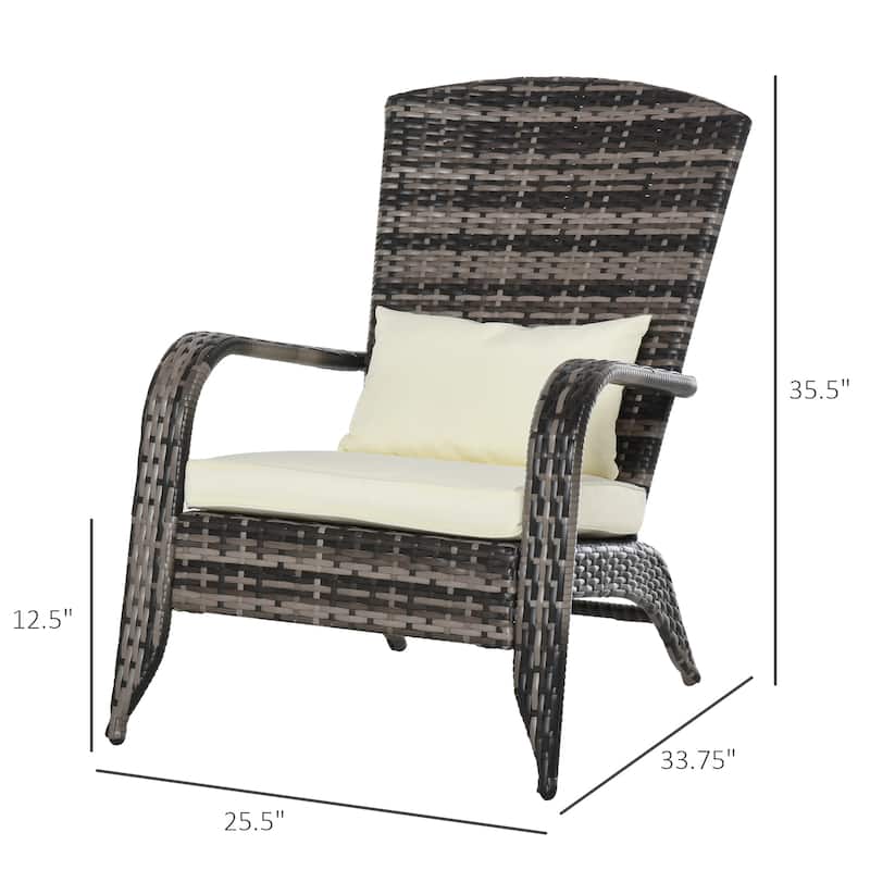 Outsunny Outdoor Classic Rattan Adirondack Chair with Cushion