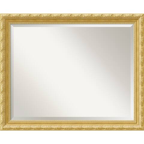Beveled Wood Wall Mirror, Versailles Gold - Outer Size: 32 x 26 in