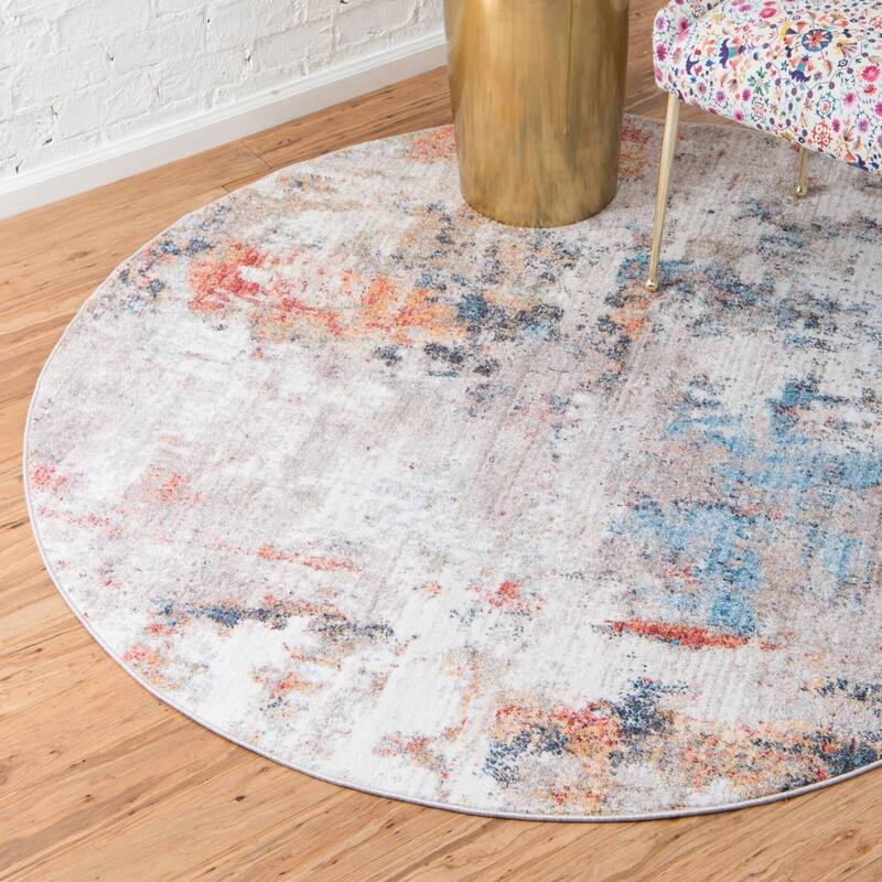 Contemporary Transport Collection Area Rug - Multi-Beige - 5' Round