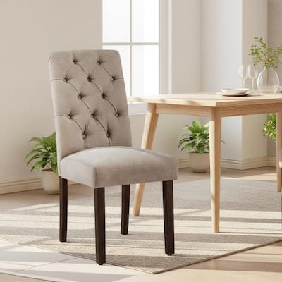 Modern Tufted Fabric Dining Chairs – Stylish Parsons Side Chairs with Padded Seat & Wood Legs,Set of 2/4/6