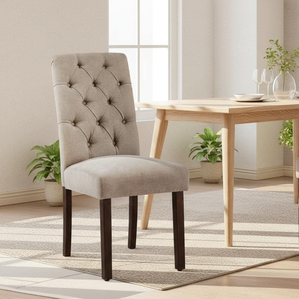 Modern Tufted Fabric Dining Chairs - Stylish Parsons Side Chairs with Padded Seat & Wood Legs,Set of 2/4/6
