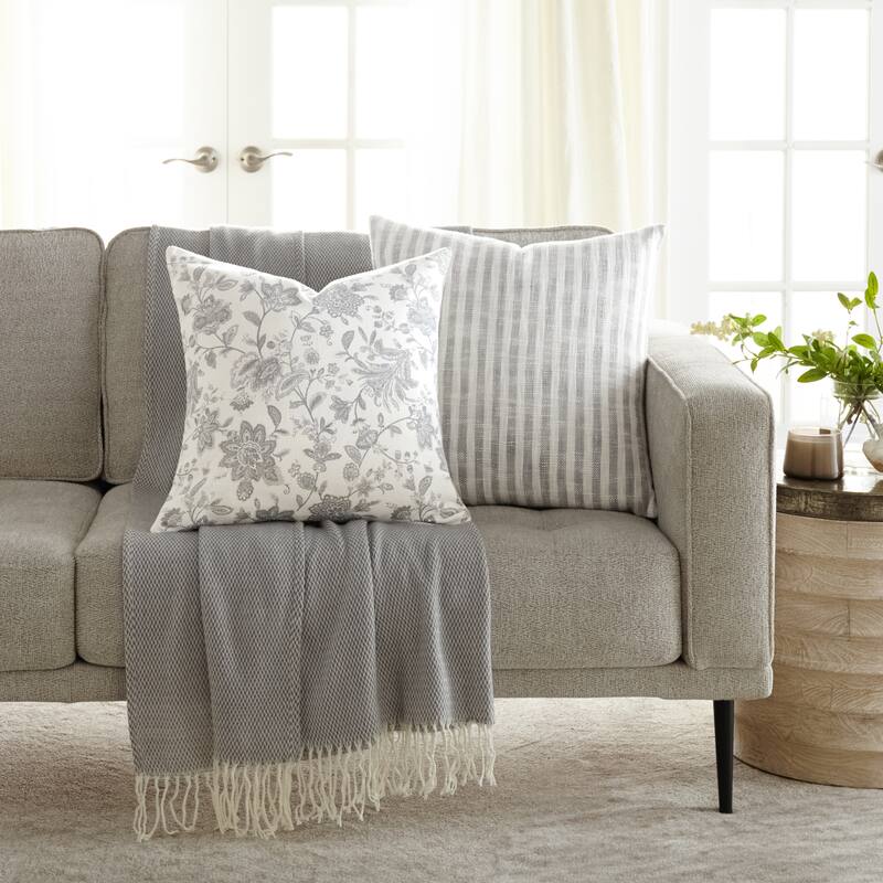 2-Pack Yarn-Dyed Patterns Decor Throw Pillows in Yarn-Dyed Bengal Stripe / Jacobean