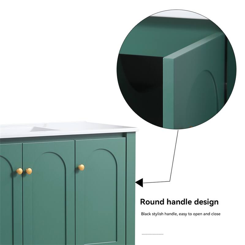 48" Green Bathroom Vanity with Ceramic Sink Combo