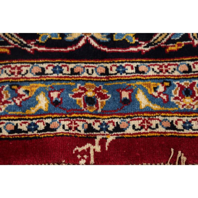 Vegetable Dye Red Kashan Persian Vintage Rug Hand-Knotted Wool Carpet - 9'8"x 12'3"