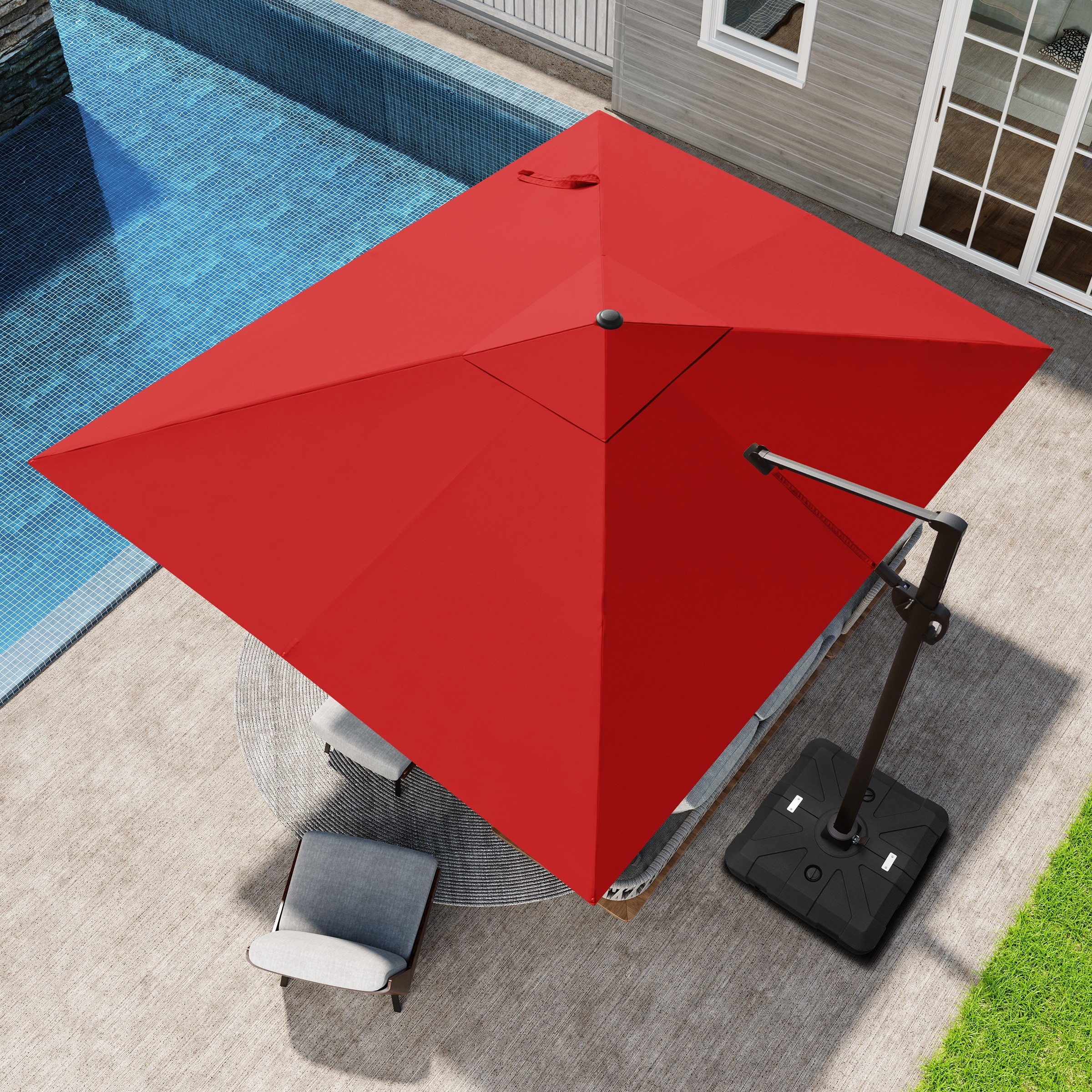Pellebant 9 FT x 10.5 FT Outdoor Cantilever-Offset Umbrella Include Base
