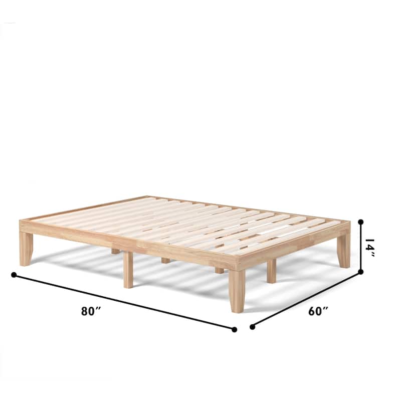 Gymax 14'' Queen Size Wooden Platform Bed Frame w/ Strong Slat Support