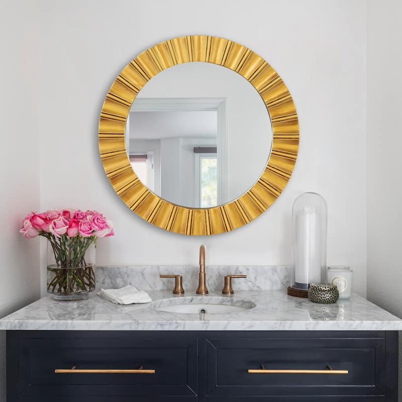 25" Modern Gold Round Decorative Wall Bathroom Vanity Mirror