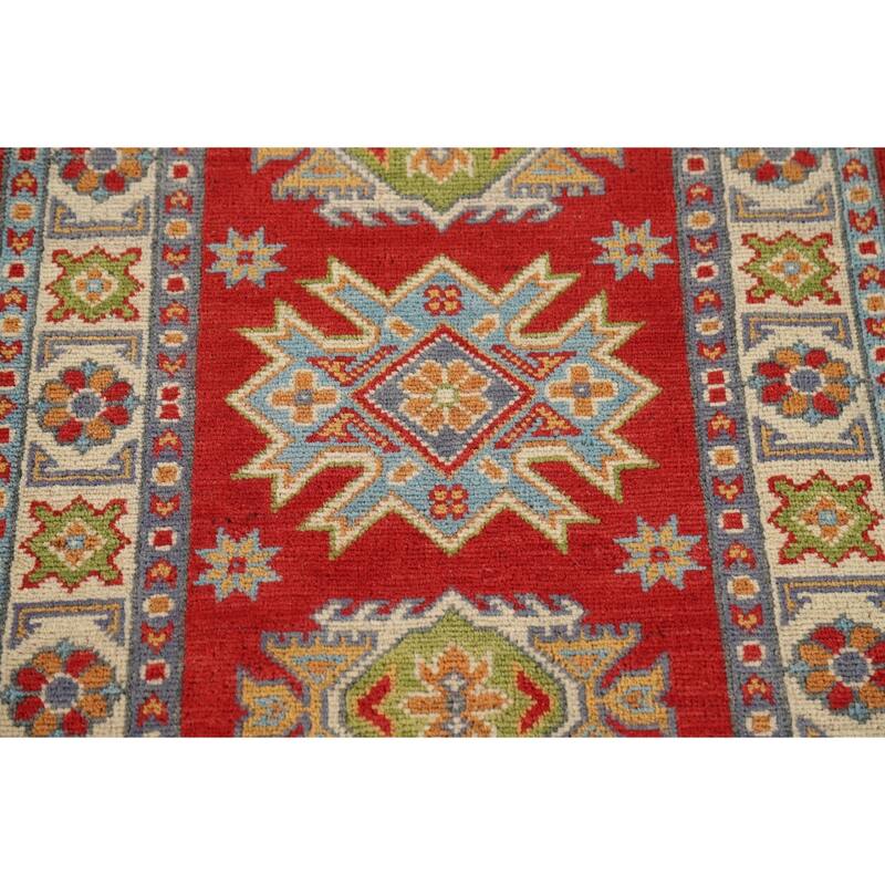 Red Traditional Kazak Foyer Rug Hand-Knotted Wool Carpet - 2'0" x 3'0"