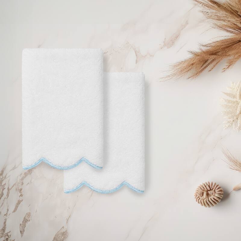 Authentic Hotel and Spa 100% Turkish Cotton ADORNIA Scallop Fingertip Towel Set