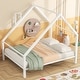 preview thumbnail 1 of 8, White Full Size Metal House Platform Bed with Roof and Charming Chimney Full - White