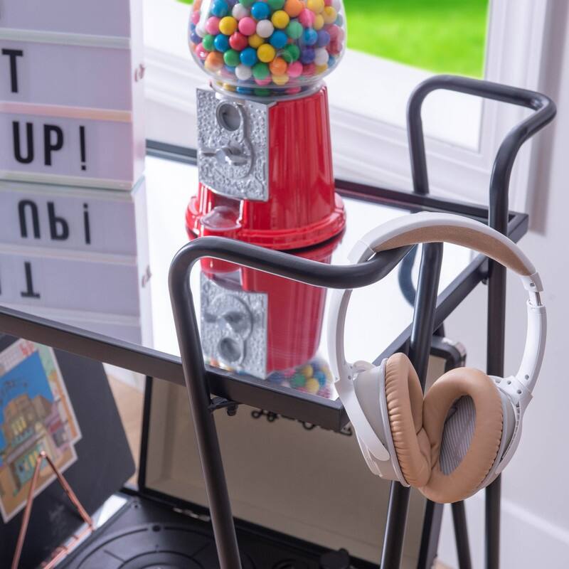 Rosa Mid-Century 2-Teir Rolling Metal Bar Cart