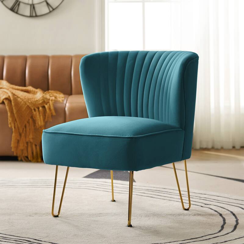 Barto Modern Velvet Tufted Side Chair with Golden Legs by HULALA HOME