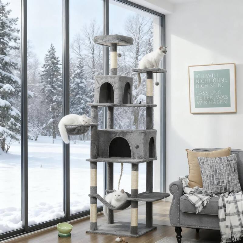 80" Tall Cat Tree Multi-Level Cat Tower - Dark Gray