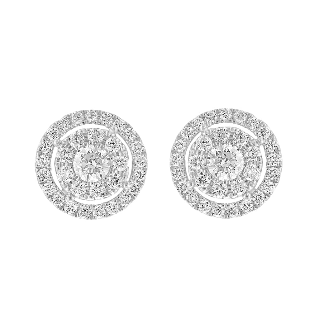 Effy Women's 925 Silver Lab Grown Diamond Round Pave Stud Earrings