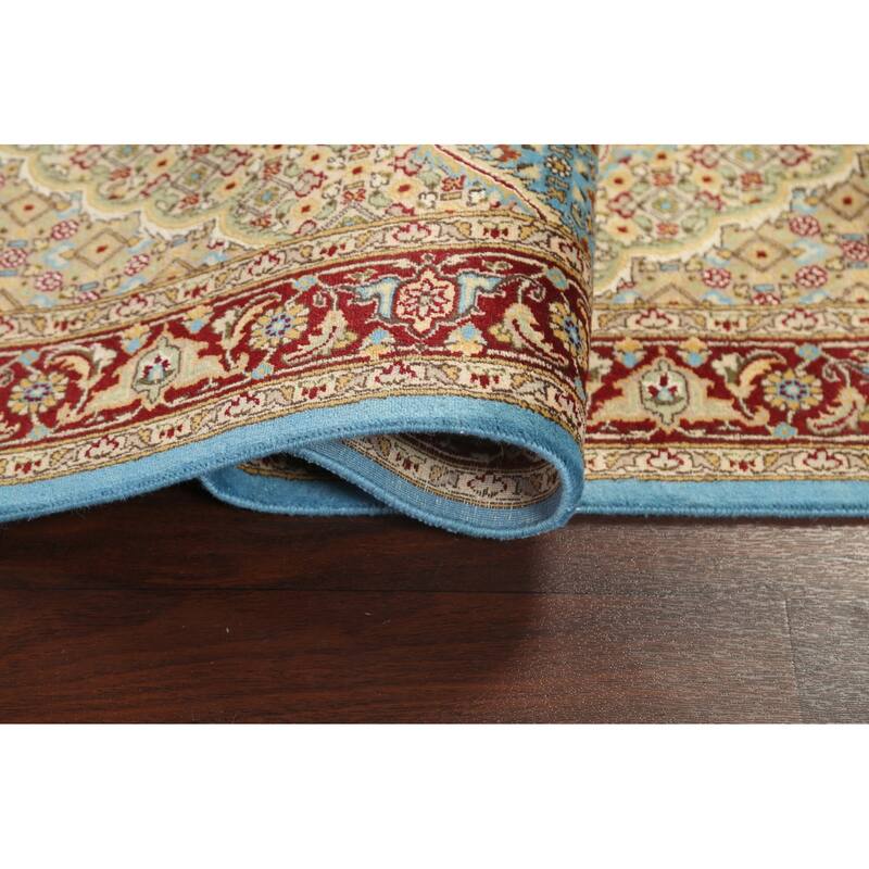 Wool/ Silk Vegetable Dye Tabriz Mahi Oriental Area Rug Handmade Carpet - 4'1" x 5'11"
