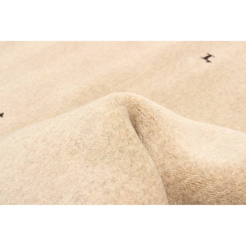 ECARPETGALLERY Hand Loomed Kashkuli Gabbeh Beige Wool Rug - 2'8 x 7'7