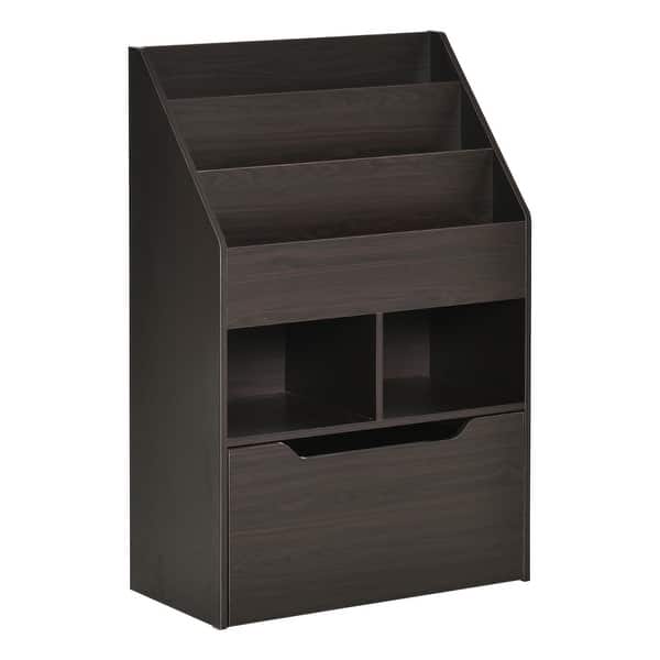 slide 2 of 10, Kids Bookcase Multi-Shelf Rack Organizer with Storage Drawer for Books, Playroom, Brown Brown