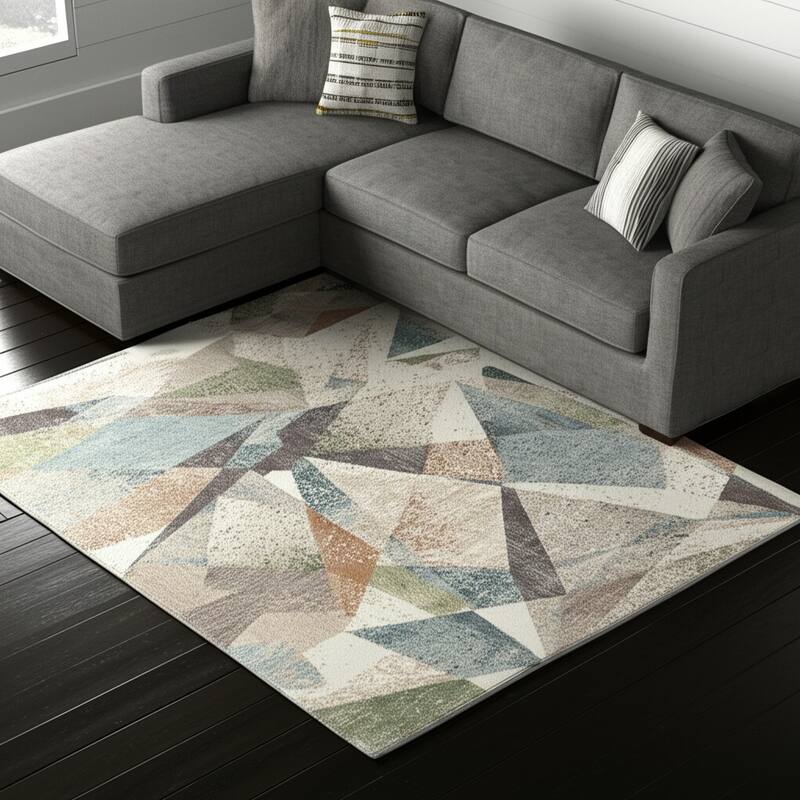 HomeRoots Checkered Bohemian Rectangle Area Rug - 180.00 in. x 144.00 in.  x 0.47 in.
