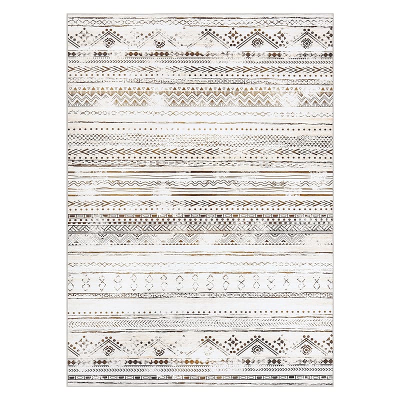 Garvee Geometric Stripes Soft Boho Washable Floor Area Rug