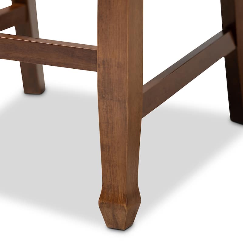 Modern Counter Height Pub Chairs - Grey Fabric & Walnut Finish - 2 Piece Set - 42.52