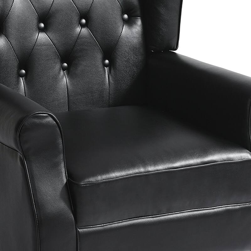 Modern Vegan Leather Upholstered Button Tufted Armchair