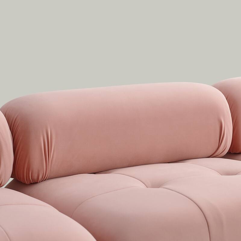 93" Velvet Modular Sectional Sofa with Button Tufted Design, Reversible Ottoman and DIY Combination