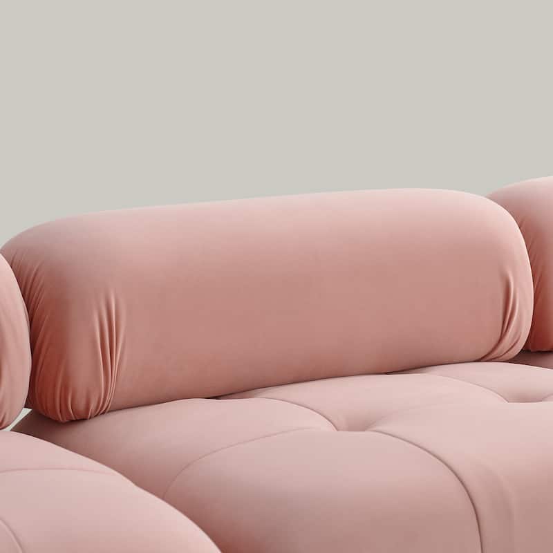 Pink 93'' Modular L-Shaped 4-Seat Sectional Sofa with Reversible Ottoman