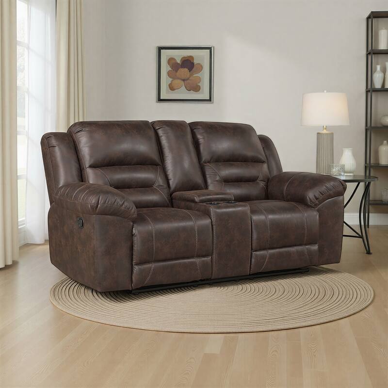 Alonzo 81" Polished Microfiber Manual Double Reclining Loveseat
