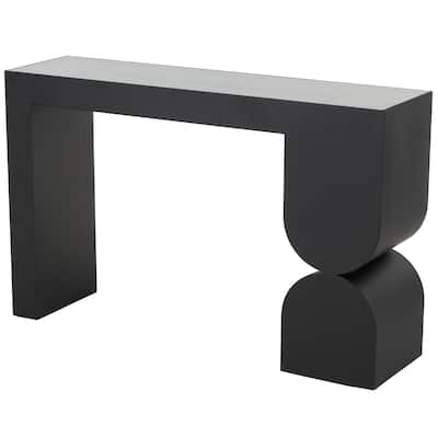 Metal Geometric Console Table with Stacked Arched Table Leg - Black - Roche River Decor - 13"W x 47"L x 30"H