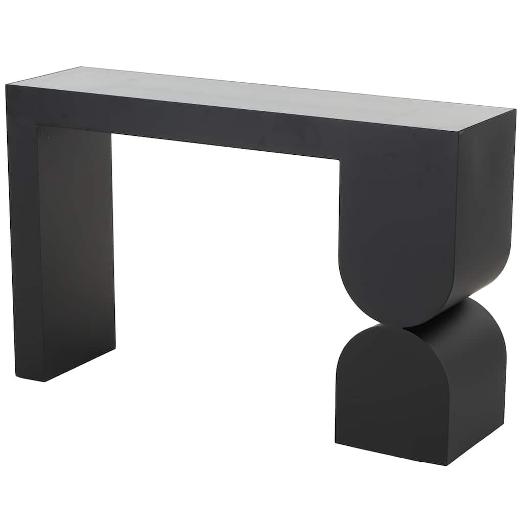 Metal Geometric Rectangular Console Table with Stacked Arched Table Leg - Black - Roche River Decor - 13"W x 47"L x 30"H