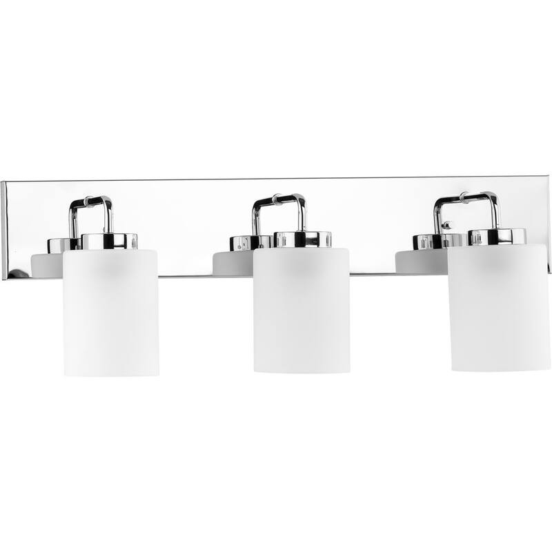 Merry Collection Three-Light Polished Chrome and Etched Glass Transitional Style Bath Vanity Wall Light