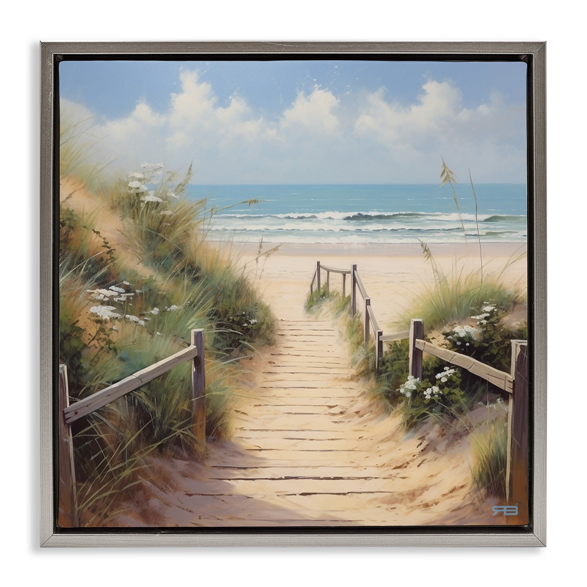 Stupell Sandy Path to Beach Framed Floater Canvas Wall Art Design by RB
