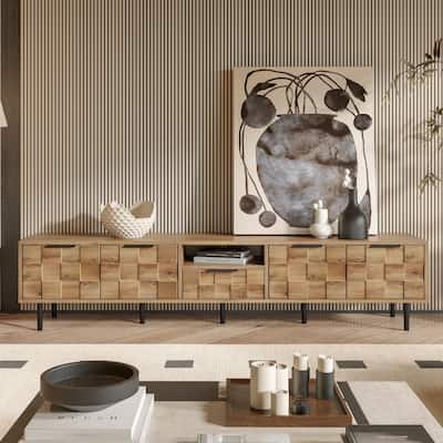 78" TV Stand for 85 75 65 Inch TV, TV Consoles for Living Room, Entertainment Center Wood TV Media with Storage