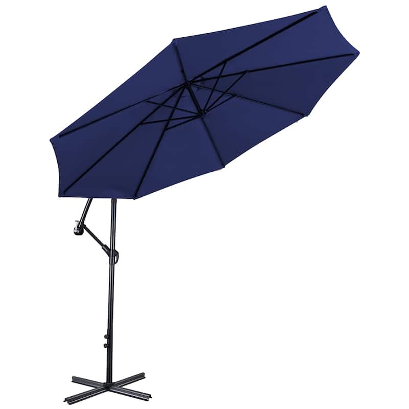 Yaheetech 10 Ft Patio Offset Umbrella Outdoor Hanging Cantilever Umbrella with Crank & Cross Base